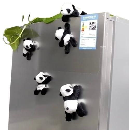 Cute magnetic panda fridge magnets by 1h8x0d-zb, perfect for home and office, set of 4 on a fridge surface.