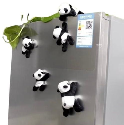 Cute magnetic panda fridge magnets by 1h8x0d-zb, perfect for home and office, set of 4 on a fridge surface.