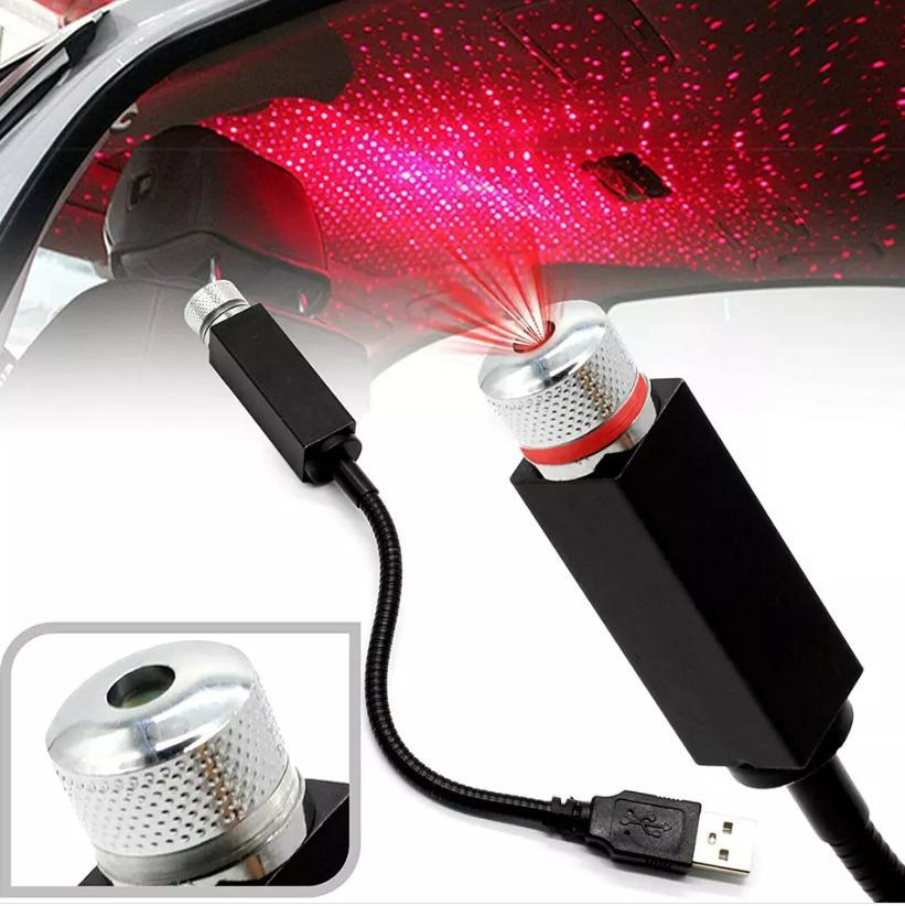 Red Star Lamp by 1h8x0d-zb projecting stars onto a car ceiling, creating a romantic night light ambiance.
