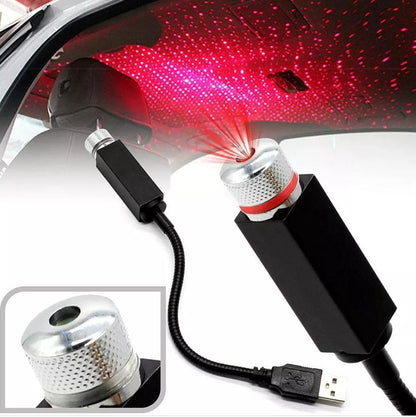 Red Star Lamp by 1h8x0d-zb projecting stars onto a car ceiling, creating a romantic night light ambiance.