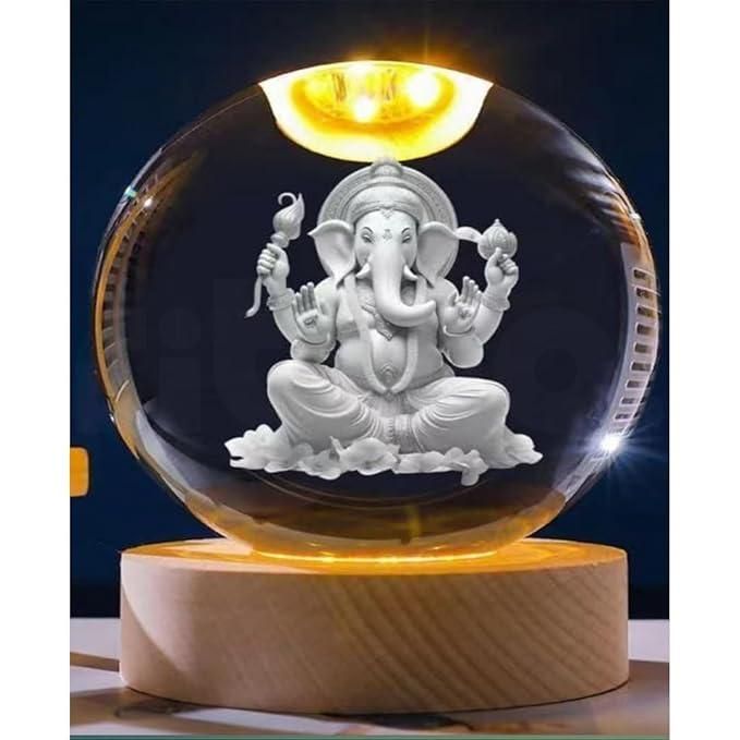 Ganesh Crystal LED Lamp by 1h8x0d-zb, showcasing intricate crystal details and soft glowing light.