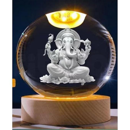 Ganesh Crystal LED Lamp by 1h8x0d-zb, showcasing intricate crystal details and soft glowing light.