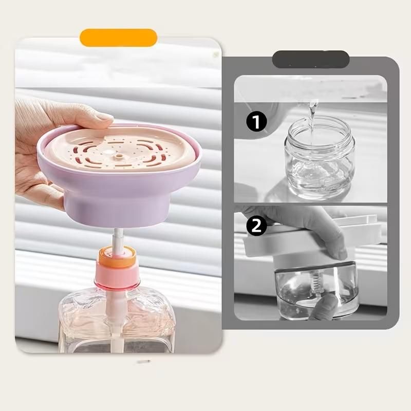 Foaming dish washing liquid bottle with press dispenser from 1h8x0d-zb, showcasing clear liquid and sleek design.