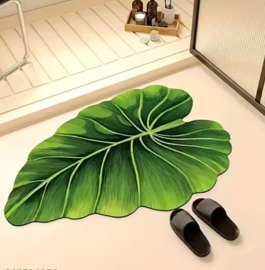 Leaf-patterned anti-slip bathroom mat (45x90 cm) by 1h8x0d-zb, showcasing vibrant colors and textured surface.
