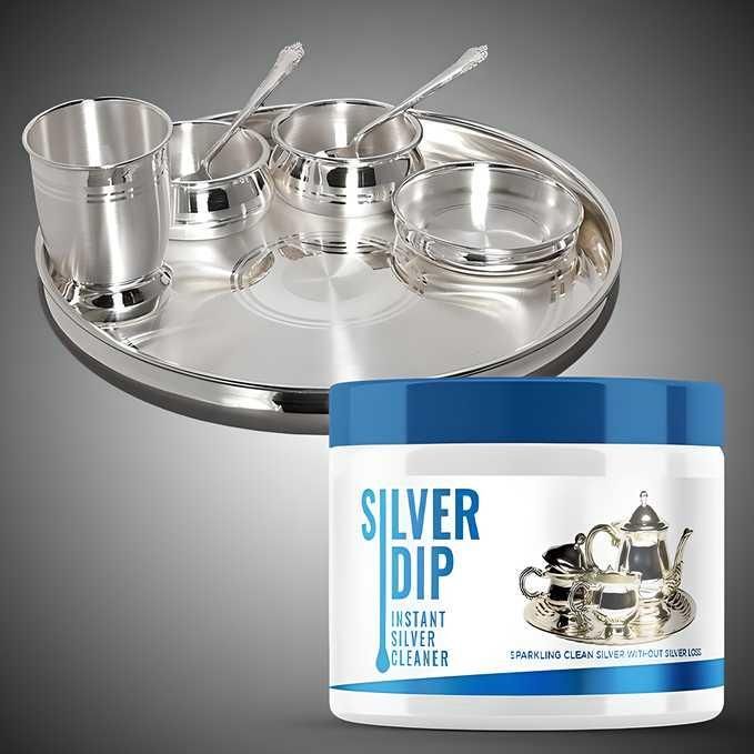 Pack of 2 Silver Dip Instant Silver Cleaner bottles by 1h8x0d-zb with clear liquid and easy-to-use caps.
