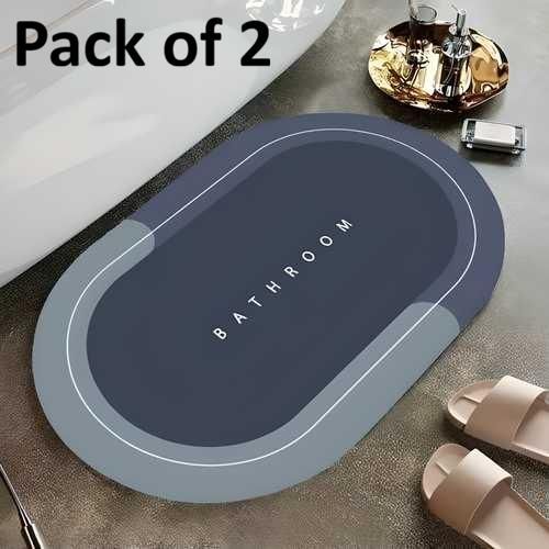 Quick drying water soak bathroom mat and absorbent doormat in a pack of 2, featuring soft textures and durable design.