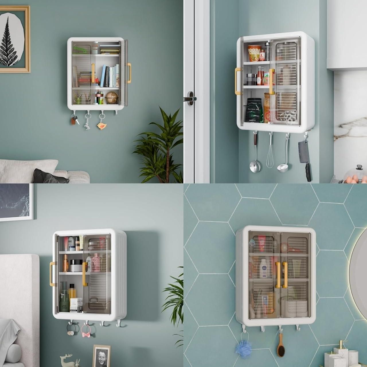 Minimalist wall-mounted storage box in white for bathroom organization by 1h8x0d-zb, showcasing sleek design and functionality.