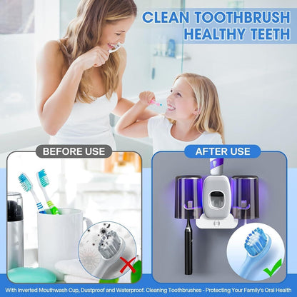 Wall-mounted toothbrush holders set with toothpaste dispenser by 1h8x0d-zb, showcasing sleek design and organized storage.