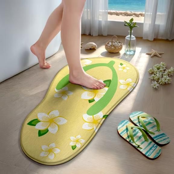 Anti-slip mat with matching slippers in a cozy home setting, 1h8x0d-zb brand, dimensions 45x90 cm.