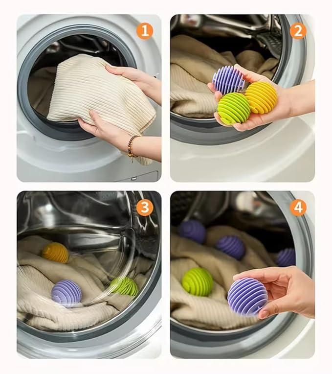 Pack of 4 1h8x0d-zb laundry dryer balls, designed to enhance washing machine performance and reduce drying time.