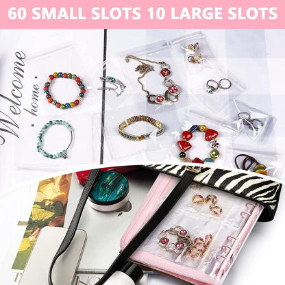 Transparent jewellery book with 60 pockets, showcasing a clear cover and organized storage for accessories by 1h8x0d-zb.