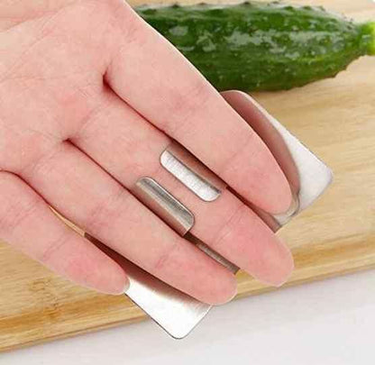 Stainless steel finger protector hand guards from 1h8x0d-zb, showing two protective devices for safe handling in the kitchen.