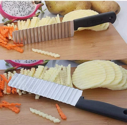 French stainless steel potato wave ripple knife by 1h8x0d-zb with a wavy blade and ergonomic handle for easy slicing.