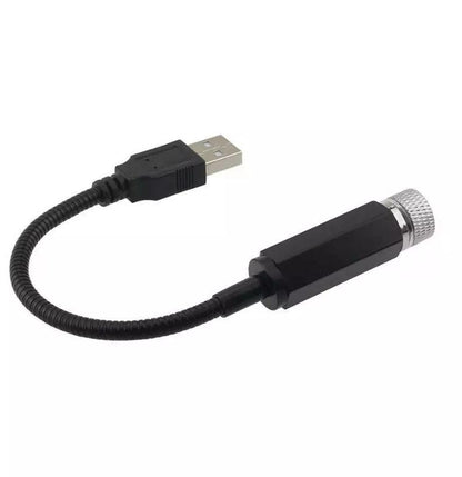 Red USB car star ceiling light from 1h8x0d-zb projecting a starry sky for a romantic ambiance in vehicles.