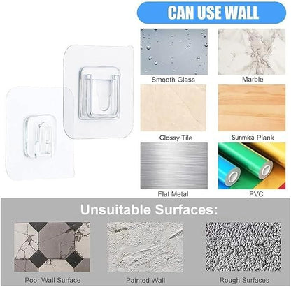 Pack of 20 waterproof stick hooks by 1h8x0d-zb, showcasing clear adhesive backing and sturdy design for hanging items.