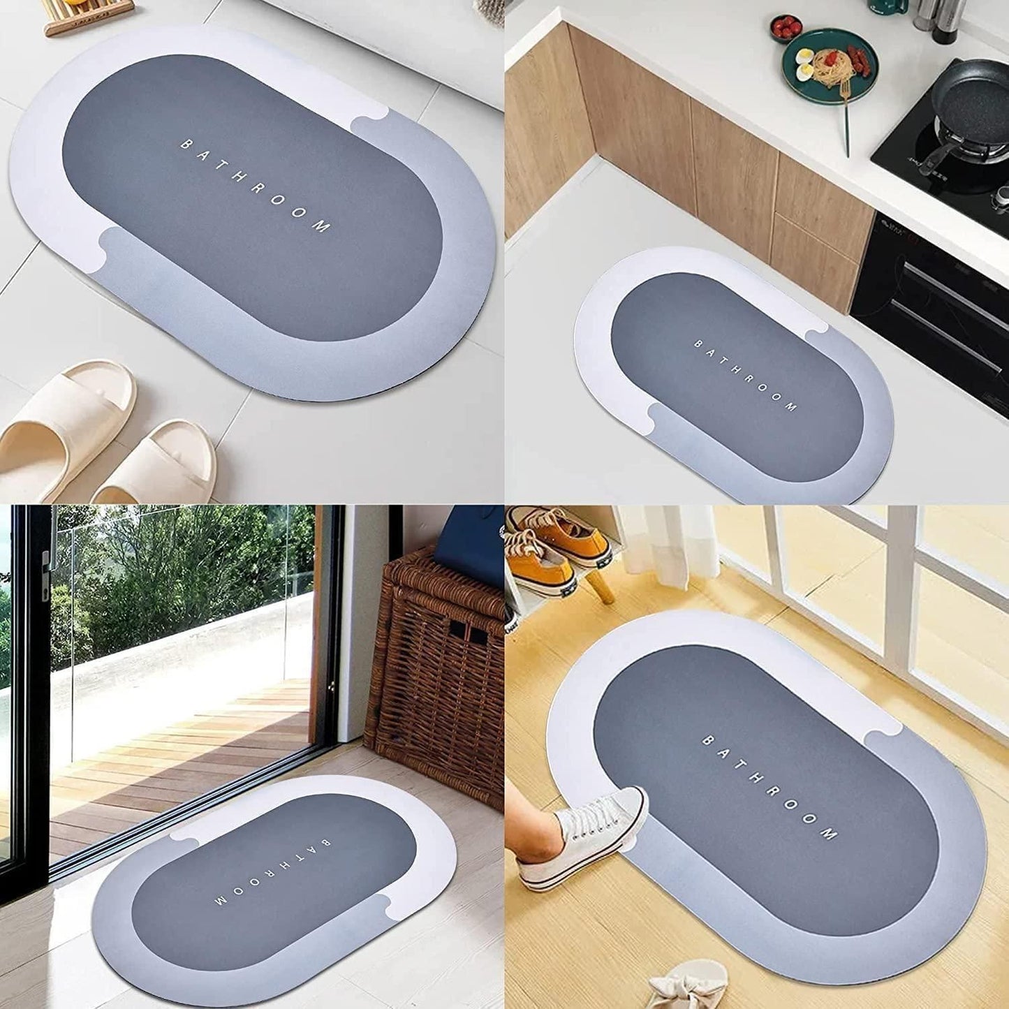 Quick drying water soak bathroom mat and absorbent door mat in a pack of 2 by 1h8x0d-zb, featuring a soft texture.