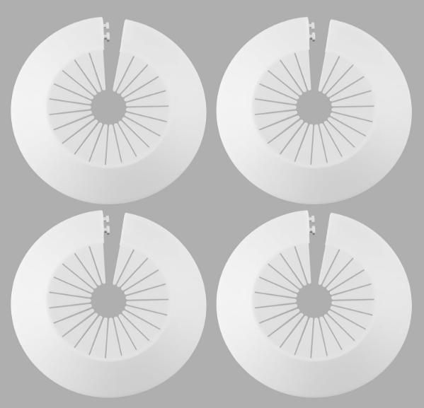 5 pieces of 1h8x0d-zb flange water pipe cover decorations in assorted colors arranged on a white background.