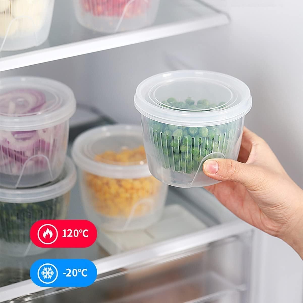 Leakproof fridge organizer food storage containers in a set of 2 by 1h8x0d-zb, showcasing clear plastic design and airtight lids.