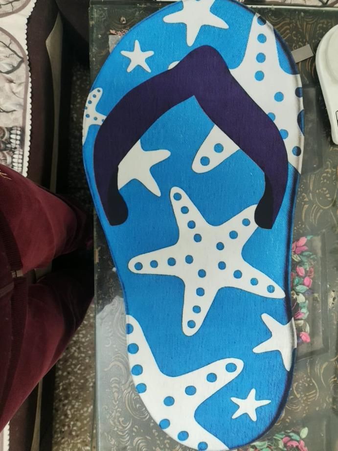 Starfish design floor mat by 1h8x0d-zb, featuring a vibrant blue and sandy pattern, measuring 45x90 cm.