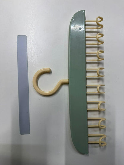 Multifunctional plastic hanger with metal hooks, pack of 2, displaying a sleek design and sturdy construction for organization.