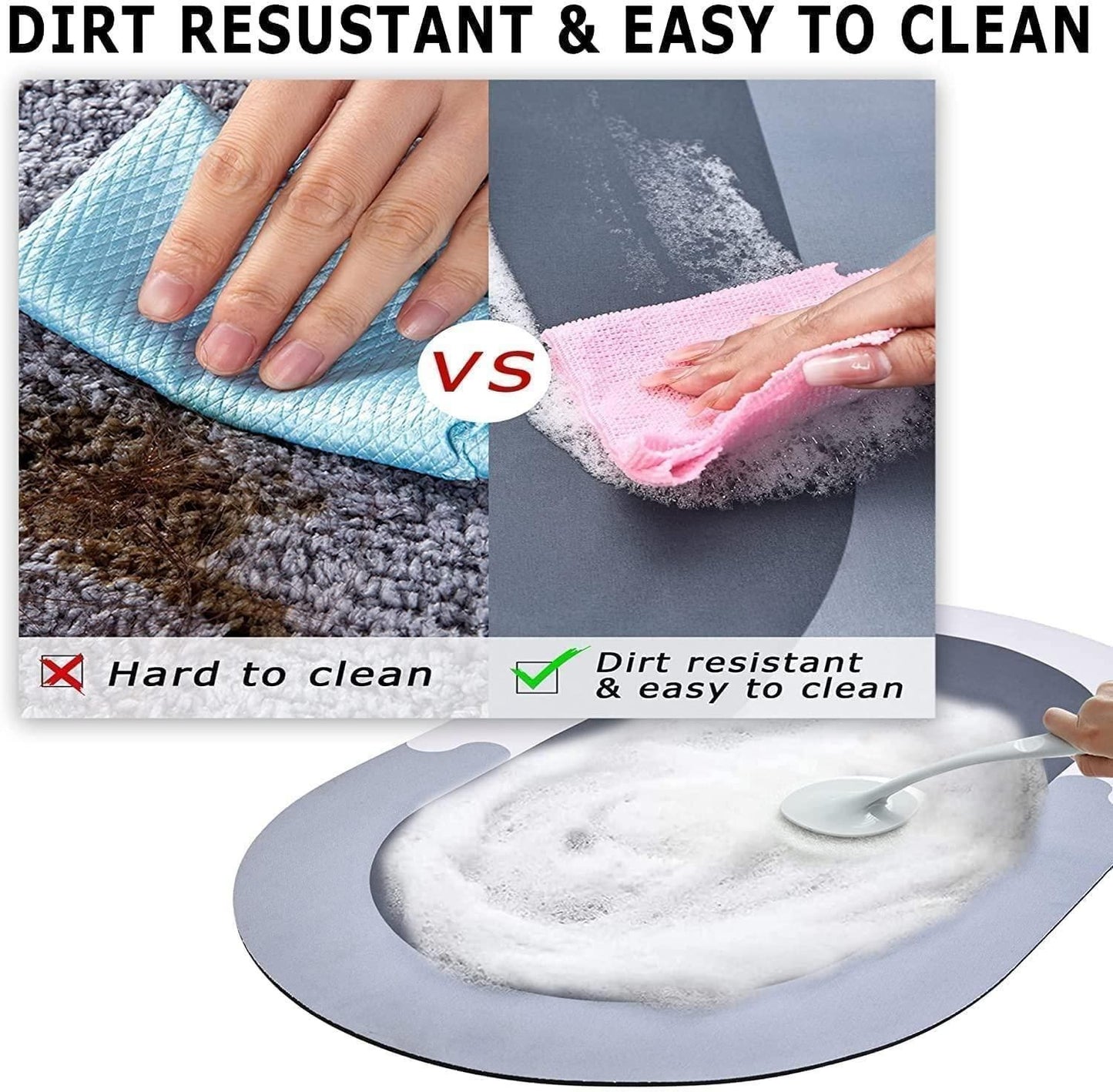 Quick drying water soak bathroom mat and absorbent door mat in a pack of 2 by 1h8x0d-zb, showcasing soft texture and design.