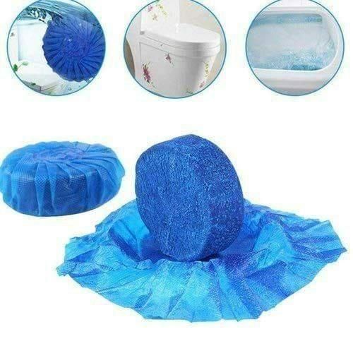 Toilet cleaning tablet pack by 1h8x0d-zb, shown in a bathroom setting with visible tablets and packaging.