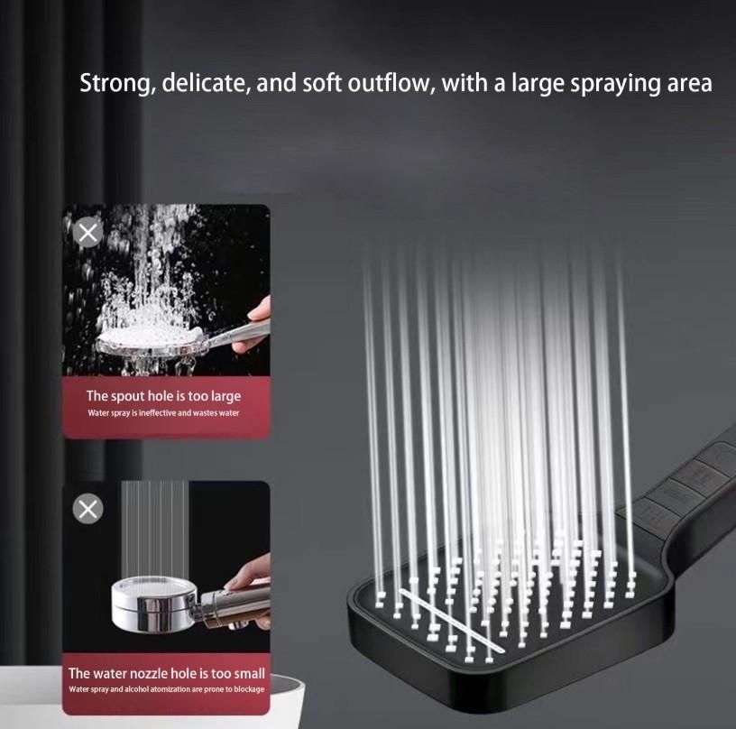 7 Modes Large Shower Head by 1h8x0d-zb, showcasing sleek design and multiple spray settings in a modern bathroom setting.