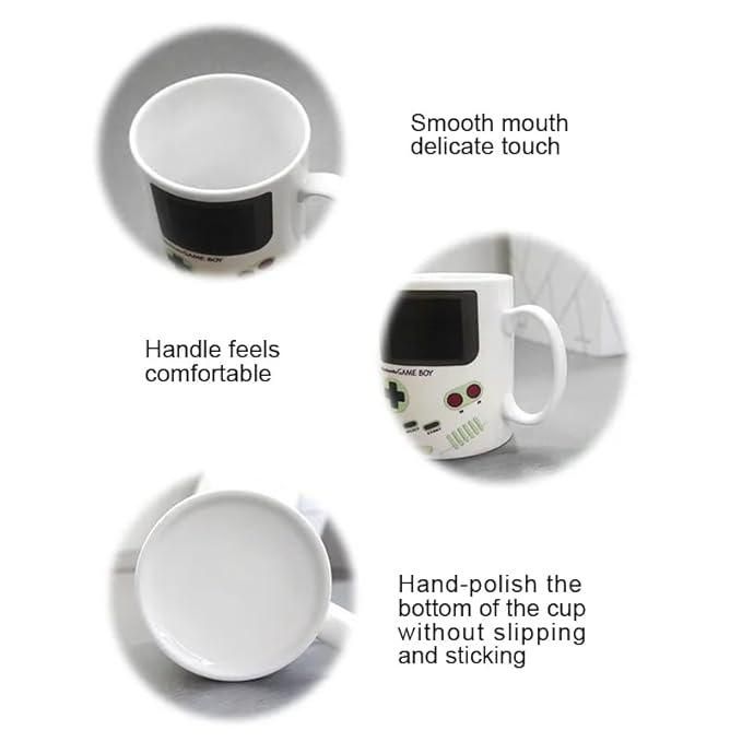 Gameboy heat changing coffee mug by 1h8x0d-zb, featuring retro design that reveals graphics when hot.