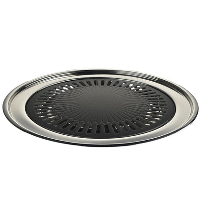 Indoor gas smokeless barbeque grill by 1h8x0d-zb with a sleek design and cooking surface shown in use with food.