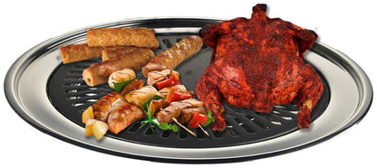 Indoor gas smokeless barbeque grill by 1h8x0d-zb showcasing a sleek design and grilling surface in a kitchen setting.