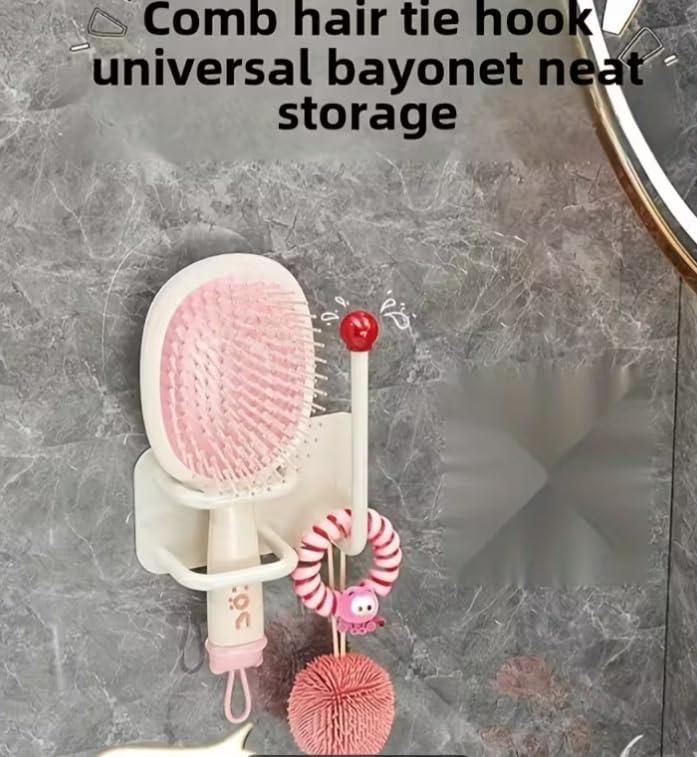 Self-adhesive wall-mounted headband hook by 1h8x0d-zb, holding various hair accessories in a tidy organizer.