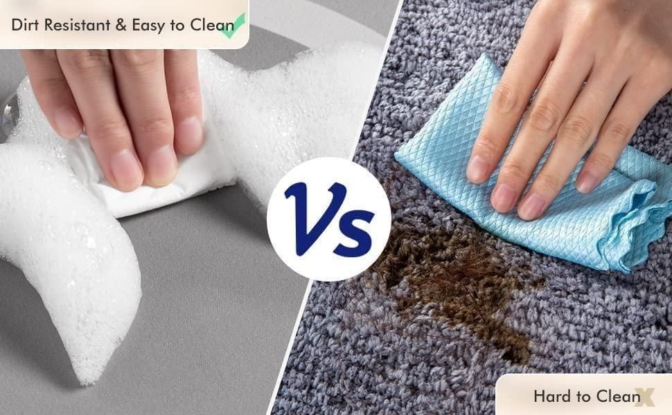 Quick drying water absorbent bathroom mat and doormat set in two colors, showcasing soft texture and absorbent design.