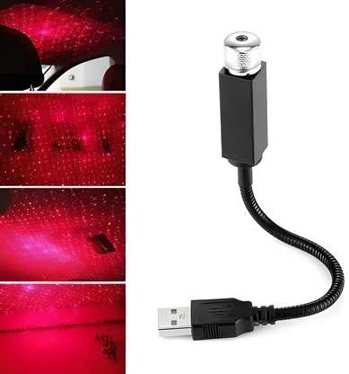 Red USB car star ceiling light by 1h8x0d-zb, projecting a romantic night sky onto the car interior.