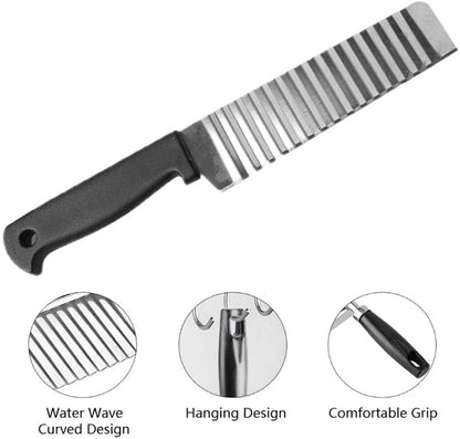 French stainless steel potato wave ripple knife by 1h8x0d-zb, showcasing a wavy blade and ergonomic handle design.