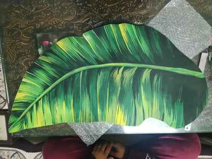 Banana leaf bathroom mat by 1h8x0d-zb, featuring an anti-slip design and a tropical green pattern, measuring 45x90 cm.
