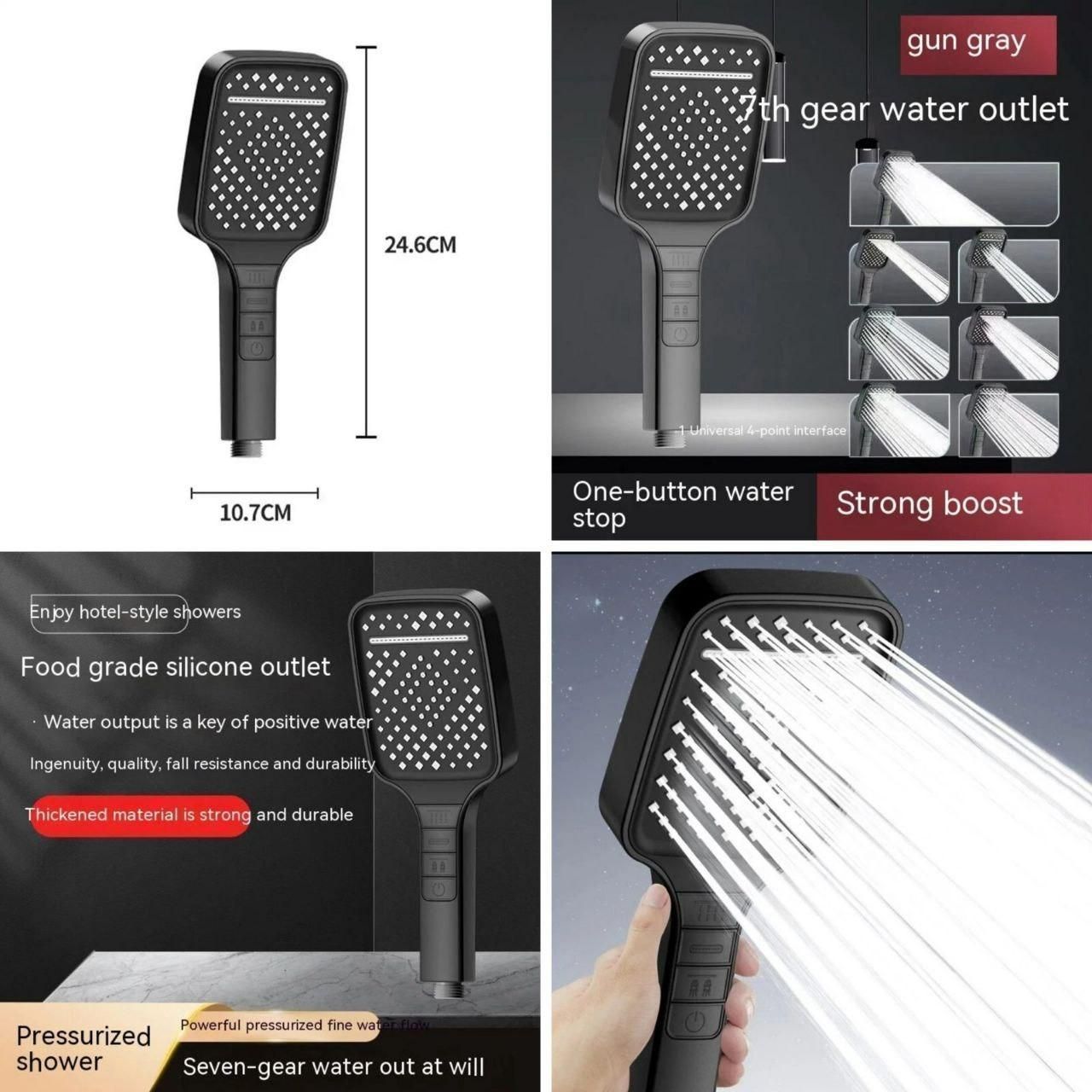 Large 7-mode shower head by 1h8x0d-zb with adjustable spray settings and modern design in a sleek finish.