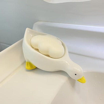 Duck shape soap holders in a pack of 2, featuring a cute design ideal for bathroom or kitchen use.