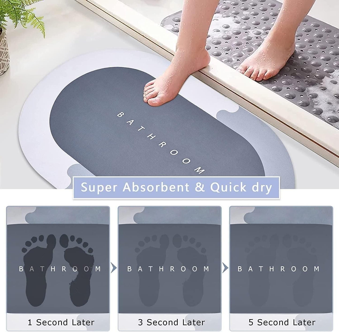 Quick drying water soak bathroom mat and door mat set from 1h8x0d-zb, featuring absorbent, soft surfaces in a neutral color.