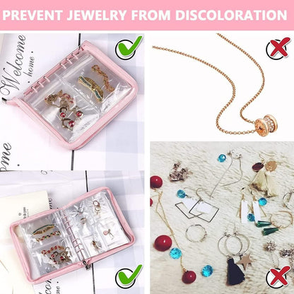 Transparent jewellery book with 60 pockets, showcasing organized storage for various jewelry pieces by 1h8x0d-zb.