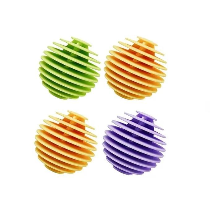 Pack of 4 1h8x0d-zb dryer balls for laundry washing machine, showcasing the textured surface and round shape.